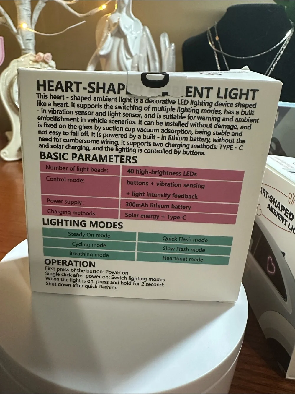 SEAMETAL Heart-Shaped Ambient Light - Pink Blue & Ice Blue Set of Six NEW IN BOX